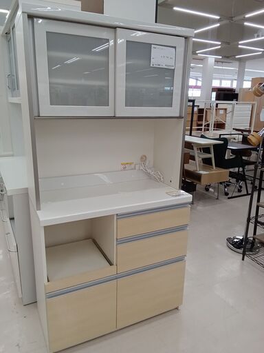 ★ジモティ割あり★ パモウナ 食器棚 ホワイト W90×D45×H178.5 クリーニング済み TC2605