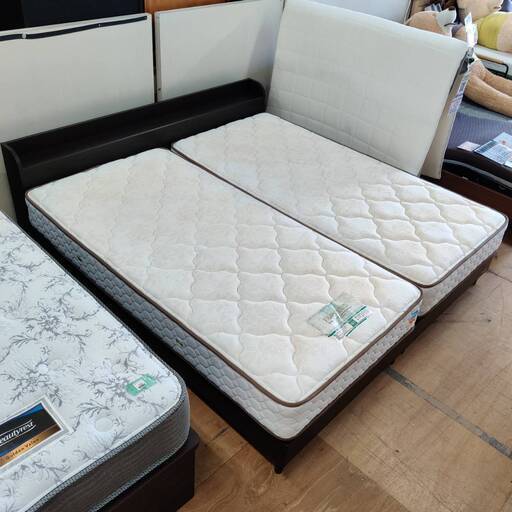 【愛品倶楽部柏店】 キングベッド  「F:フランスベッド すのこ床板」「M:フランスベッド MH-AS-030SPLコンプル×2枚」