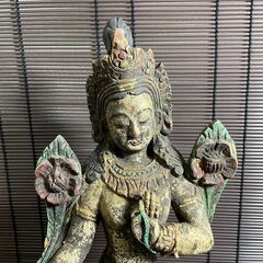 『釈迦座像 』木彫彩色仏像 東南アジア美術　ミャンマー　チベット