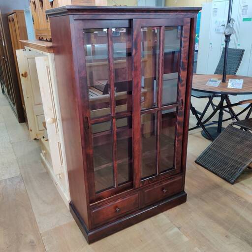 【愛品倶楽部柏店】北海民芸家具 2枚スライド書棚