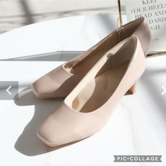 新品♡スクエアトゥ5cmプレートヒールパンプス