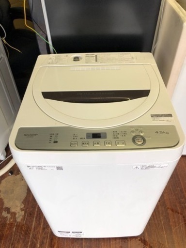 福岡市内配送設置無料　2019年式　シャープ SHARP 全自動洗濯機 幅56.5cm(ボディ幅52.0cm) 4.5kg ステンレス槽 ホワイト系 ES-GE4C