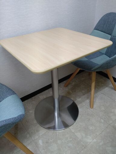 カフェテーブル 角 60cm ダイニングテーブル 2人用 おしゃれ 高さ 72 在宅 デスク ステンレス 丸脚 角天板