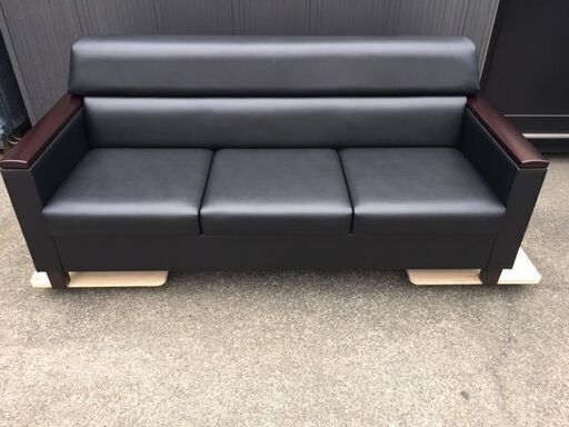 【応接セット/美品・良品】 okamura/オカムラ　長イス/３人掛けソファ　8303AB P776　ブラック　参考価格139,392円～　W1690×D720×H720㎜