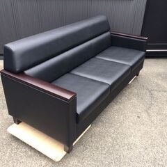 【応接セット/美品・良品】 okamura/オカムラ　長イス/３人掛けソファ　8303AB P776　ブラック　参考価格139,392円～　W1690×D720×H720㎜