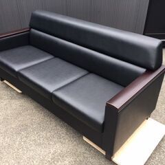 【応接セット/美品・良品】 okamura/オカムラ　長イス/３人掛けソファ　8303AB P776　ブラック　参考価格139,392円～　W1690×D720×H720㎜