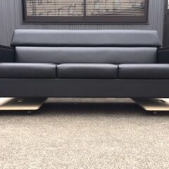 【応接セット/美品・良品】 okamura/オカムラ　長イス/３人掛けソファ　8303AB P776　ブラック　参考価格139,392円～　W1690×D720×H720㎜