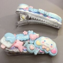 ホイップデコヘアピン デコパーツ ハンドメイド 水色 2点セット