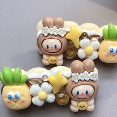 ホイップデコヘアピン ハンドメイド パイナップル うさぎ 2点セット