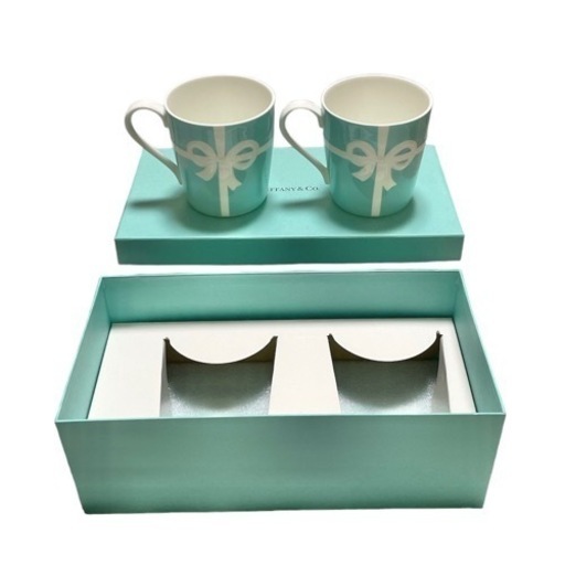 【1円スタート】 ティファニー TIFFANY&Co ブルーリボン マグカップ ペア 2客 Tiffany\u0026Co. ティファニーブルー マグカップ 2個セット ブルーリボン