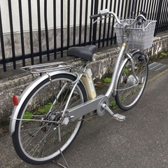 ★エネループバイク・26インチ電動ハイブリッド自転車・CY-SPF226A・内装3段変速 シルバー LEDライト 