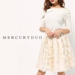 MERCURYDUO オフショルニット×フラワーオーガンジーワンピース