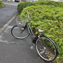 リサイクルショップどりーむ天保山店　No19204　自転車　黒銀　ライト付き　カギ付き　カゴ付き　２７インチ リサイクルショップどりーむ天保山店 No19204 自転車 黒銀 ライト付き