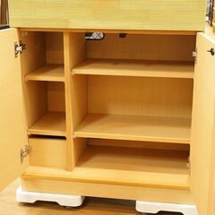 (Y)北大前! 札幌 引取 karimoku カリモク カップボード 70cm幅 QD2525NE ピュアビーチ 食器棚 スリム ベージュ ブランド家具 札幌発 2043588