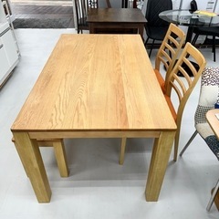 【超美品‼️】two-one style 天然木製 150cm幅4人掛けダイニングテーブルセット 片側ベンチ ライトブラウン♪