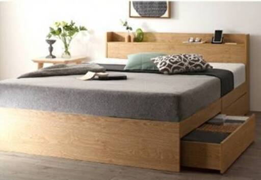 セミダブル・Newデザイン2杯収納コンセント付・ノルディックオーク