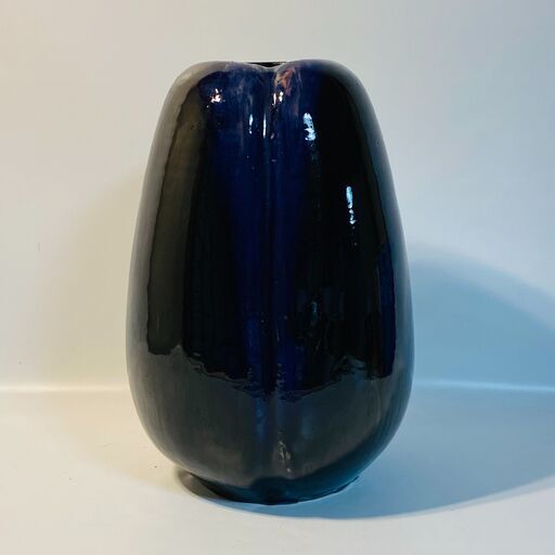 門司 雅秀氏 作 花瓶 濃紺 外径28cm 内径10.5cm 高さ40cm 傘立て 花器 瀬戸物