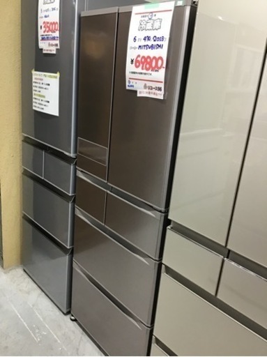 ６ドア冷蔵庫　自動製氷有り　470L 2018年製　　MITSUBISHI 中古品