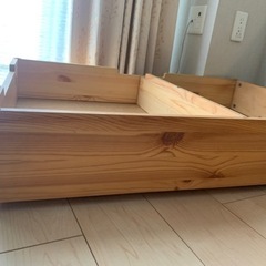 【無料】無印良品 木製ベッド下収納ボックス1個（麻素材ふた付）