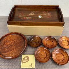 【お売りします】 保管品　森の工房（石川県）　天然木　漆塗　花鳥...