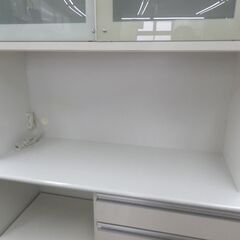 現状特価品！レンジボード 白エナメル 幅117㎝ 引出し上段ソフト
