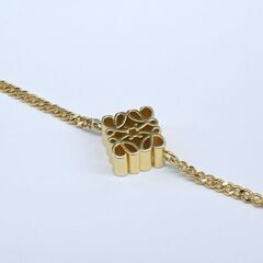 本物 LOEWE シングル アナグラム ブレスレット シングルチェーン ゴールドカラー フープ＆バー留め イタリア製 ロエベ 札幌市 清田区 平岡