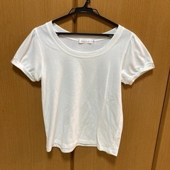 クチュールブローチ　半袖　Tシャツ　白　リボン