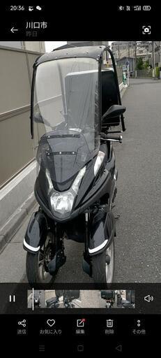 ヤマハ トリシティ125  3人乗り　普通免許仕様ノーヘルで乗れる　側車付軽二輪　高速OK  ルーフ、スライドキャリア、リアボックス付
