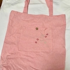 麻 ピンク トートバッグ  ハンドメイド うさぎ