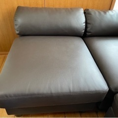 3人掛けソファ 合皮 ダークブラウン