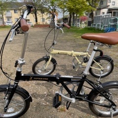 更新　新品同様折りたたみチャリ（キャプテンスタッグ）ベージュ17,000円。