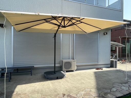 IKEA　ハンギングパラソル　パラソル　セグラロー　ベース付き