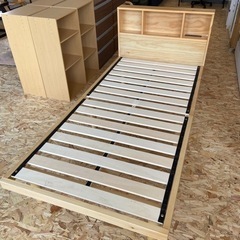 木製　ベッドフレーム　セミシングルサイズ 高さ調整可能
