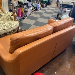 北欧風? ソファ 2人掛けソファ キャメル?ポケットコイル レザー NO.888