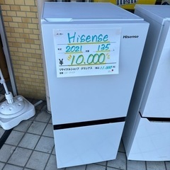 Hisense 2021年製 135L 2ドア 冷蔵庫 HR-D...