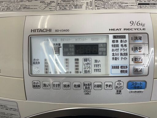 ドラム式洗濯機 No.11816 日立 2012年製 洗濯容量9kg乾燥6kg BD-V3400L  