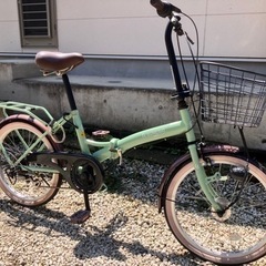 569、折りたたみ自転車20インチパステルグリーン