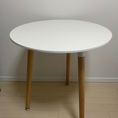 丸テーブル ホワイト 木目