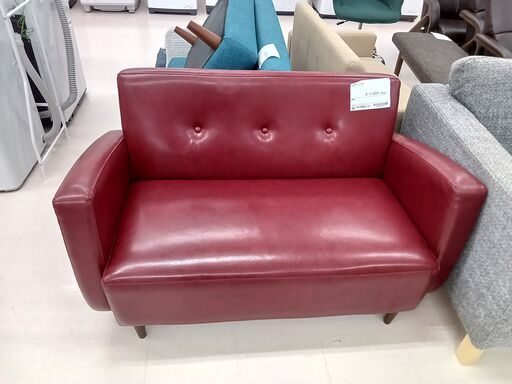 ★ジモティ割あり★  ソファー レッド W121×D67×H72 クリーニング済み TC2666