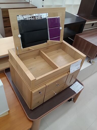 ★ジモティ割あり★ 長野家具 ドレッサー（伸縮テーブル・ドレッサー） ベージュ W62×D43×H41（75） クリーニング済み TC2668