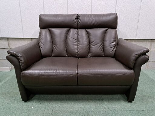 NITORI ニトリ 2人掛 ラブソファ 本革 レザー ALTA ダークブラウン 幅140cm×奥行90cm×高さ94cm（座高40cm）