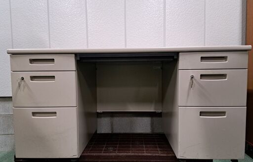 KOKUYO コクヨ スチール製 両袖机 事務机 学習机 作業デスク パソコンデスク 幅140cm×奥行70cm×高さ70cm