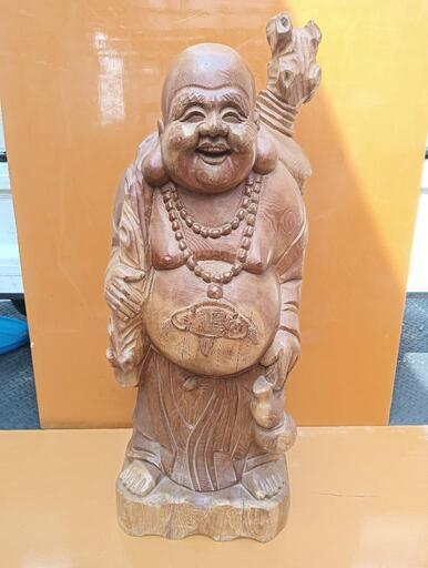 月末まで終了近い　92cm 30kg　　縁起物　超特大サイズ　布袋様　一本木彫