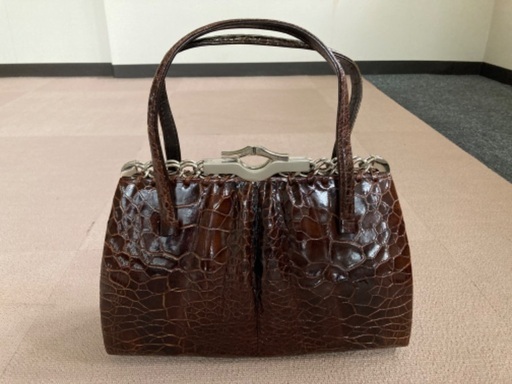 【美品】Crystal Reptiles クロコダイル　ハンドバッグ　ブラウン