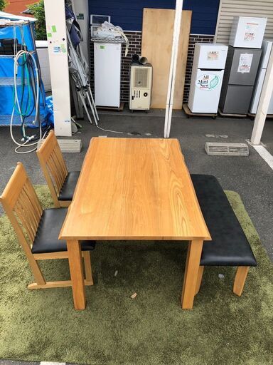▼値下げ▼ダイニングセット ダイニングテーブル 椅子×2脚 ベンチ×1 幅150cm 自社配送時代引き可※現金、クレジット、スマホ決済対応※【送料に設置込】
