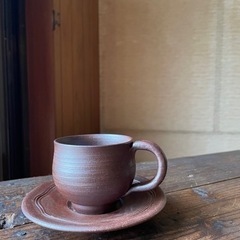 備前焼 コーヒーカップ(ソーサー付)