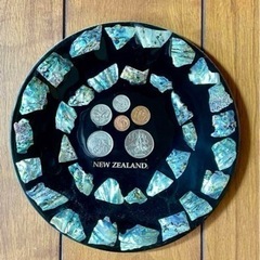 飾り皿　パウア貝　ニュージーランド産　コイン　硬貨　インテリア