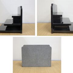 ≪U743-ス34ジ≫【在庫品】香炉/物置台 墓前用 黒御影石 幅35㎝ 奥行24㎝ 高さ26.5㎝ 約15㎏ 仏具/供物台 一部欠け有/現状品