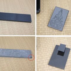 ≪U743-ス34ジ≫【在庫品】香炉/物置台 墓前用 黒御影石 幅35㎝ 奥行24㎝ 高さ26.5㎝ 約15㎏ 仏具/供物台 一部欠け有/現状品