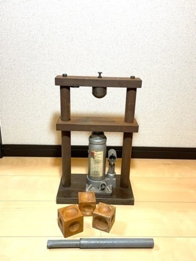 希少レトロプレス機メダルオイルジャッキ アンティークハンドプレス機